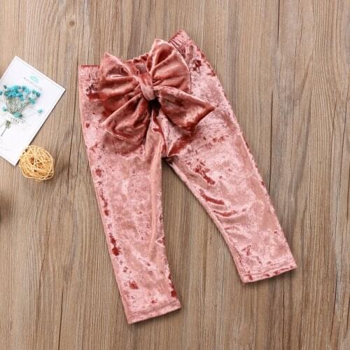2020 New Hot Baby Kids Girls Velvet Princess Bowknot Bottoms Pants Little Girl Cute Leggings Pants 6M-5T Clothing ropa de bebe