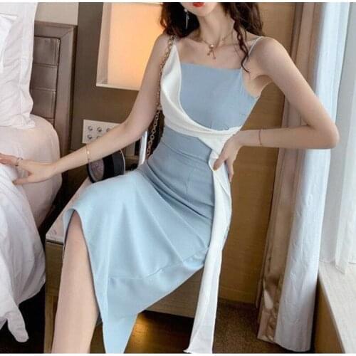 2020 summer new sexy suspender skirt slim slimming sweet fairy skirt French temperament small dress dress