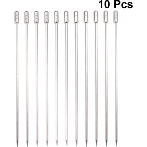 10 Pcs 304 Stainless Steel Food Picks Reusable Cylinder Shaped Cocktail Picks Dessert Fruit Picks For Dinner Party BBQ