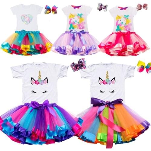 Gilrs Unicorn Princess Dress Childrens Birthday Party Dresses Outfits For 2 to 6 Years Kids Girl Clothes Baby Girl Clothing
