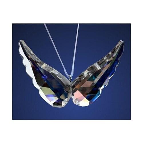 Crystal Angel Wing Car Pendant Ornament Crystal Figurines Sun Catcher Hanging Trim Christmas Gift Home Decoration