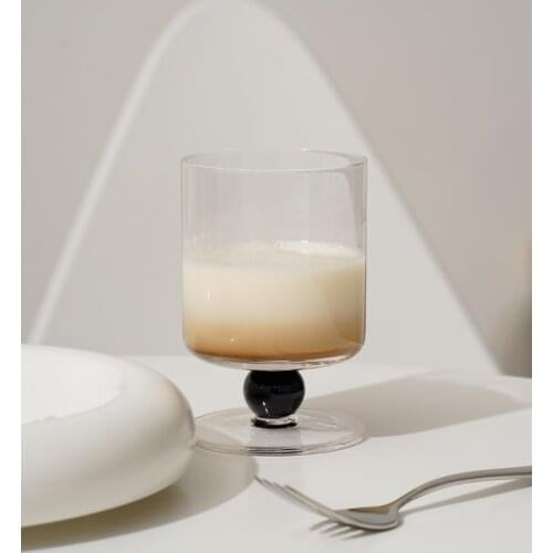 Transparent Glass Cup With the Black ball bottom Water Drinkware Milk office Cups the Best birthday Gift
