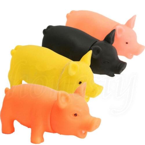 Rubber Pig Grunting Animal Squeaky Dog Pet Chew Fetch Play Kids Toy Squeak Gift