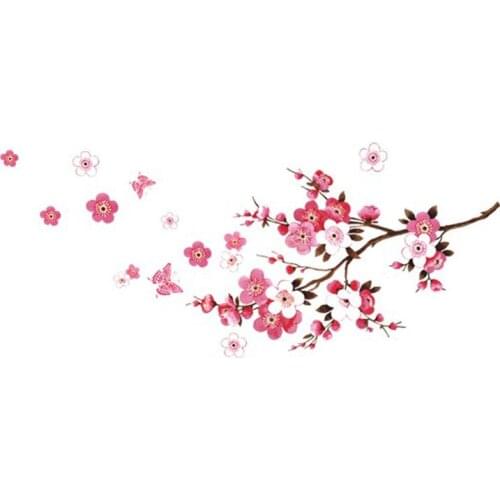 Romantic Cherry Blossom Flower Wall Stickers for Kids Room Wall Decor Bedroom Living Room Children Girls Room Decal Poster Mural