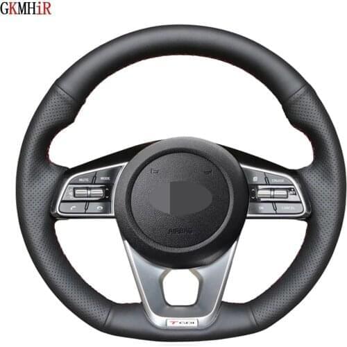 DIY Non-slip Black Genuine Leather Car Steering Wheel Cover For Kia K5 Optima 2019 Cee'd Ceed GT 2019 Cee'd Ceed Accessories