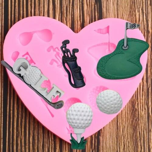 Golf Sport Ball Silicone Mold DIY Cake Decorating Tools Fondant Chocolate Candy Polymer Clay Molds Kitchen Baking Moulds