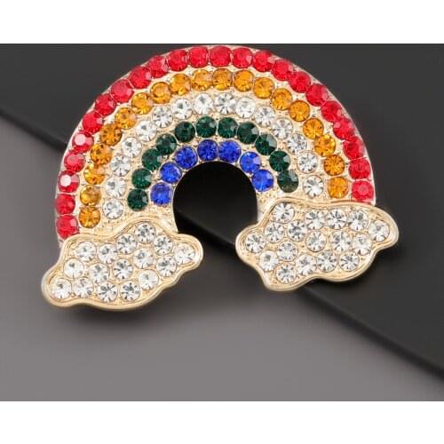 Rhinestone Colorful Crystal Rainbow Brooches for Women Men Wedding Bridal Party Cool Brooch Pin Wholesale