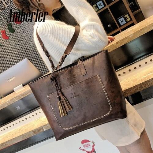 Amberler PU Leather Women Shoulder Handbags Large Capacity Famous Brand Ladies Crossbody Bag For Women Tote Messenger Bags 2021