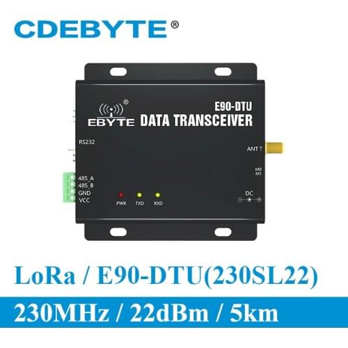 SX1262 Lora 230Mhz 22dBm 5Km Range 0.3k~15.6kbps RS232 RS485 Wireless Lora Modem E90-DTU(230SL22)