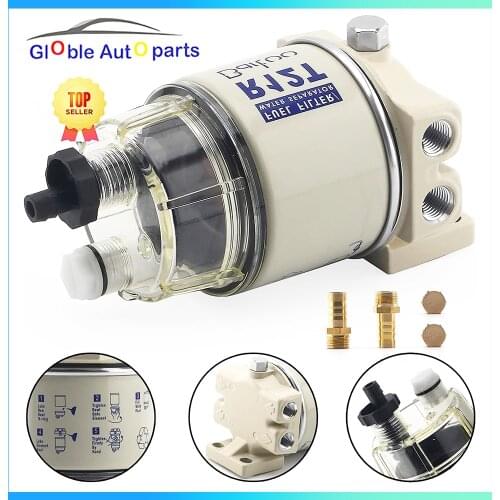 R12T Fuel Filter Water Separator Complete Kit - Marine SPIN-ON R12T Filter Replaces S3240 120AT NPT ZG1/4-19 Fit 3/8 Inch NPT Ou