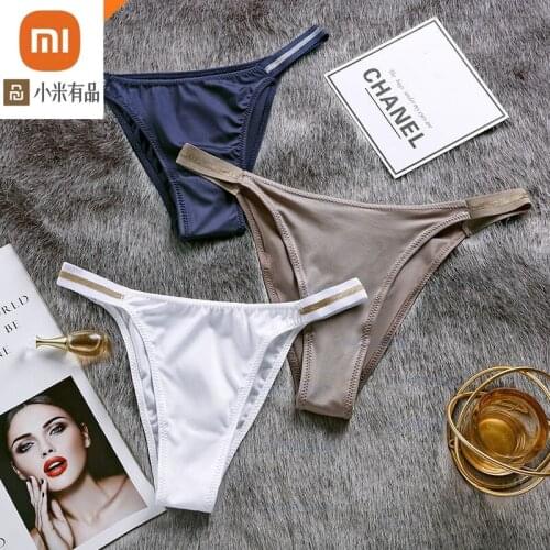 Xiaomi 3pcs Seamless Underwear For Woman Sexy Thongs Womens Lingerie Bikini Sports Female Panties Ice Silk Fashion Underpants