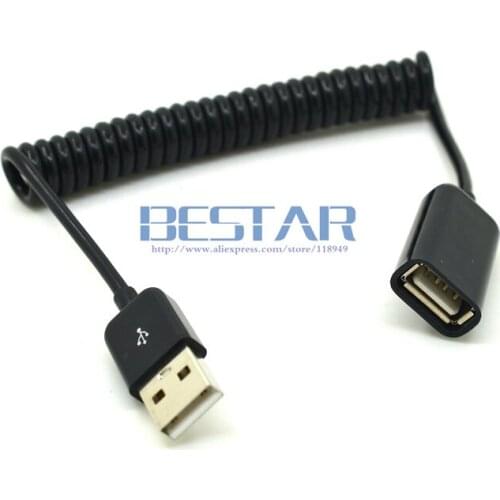 3M/10FT elbow Spring Coiled USB 2.0 Male to Female Data Sync Charger Extension Cable