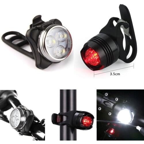 Bike Light Rechargeable Led Bicycle Lamp Set Front Light Tail Light Usb Velo Accessories Night Cycling Warning Lights Waterproof