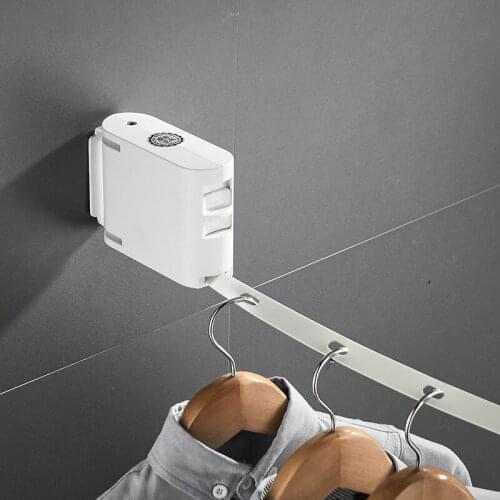 Clothesline White/Black Retractable Dryer Belt Clothesline Indoor Laundry Hanger Clothes Dryer Clothes Drying Rack Hooks