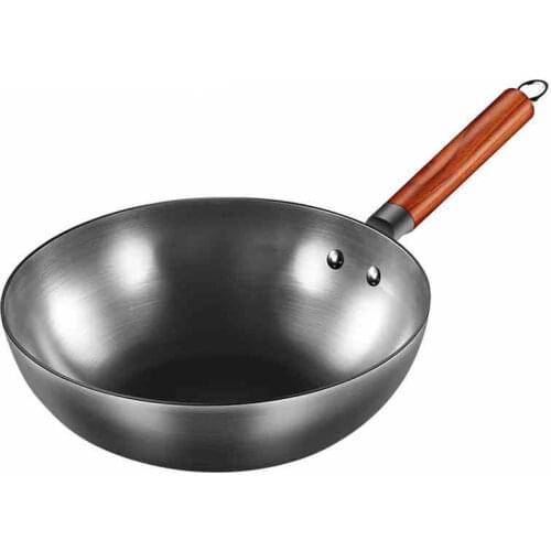 High Quality Iron Wok Traditional Handmade Iron Wok Non-stick Pan Non-coating Induction and Gas Cooker Cookware