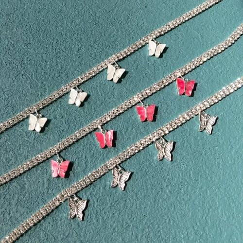 Lost Lady Fashion ING Diamond Necklace Temperament Ladies Popular Butterfly Necklace Double Row Diamond Jewelry Wholesale Direct