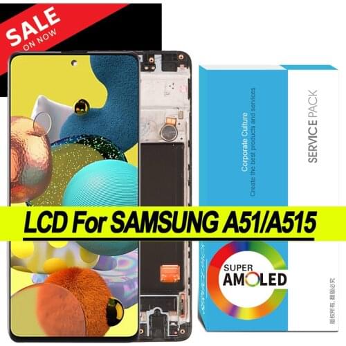 100% Original 6.5'' AMOLED Display for Samsung Galaxy A51 A515 A515F A515F Full LCD Touch Screen Repair Parts + Service Pack