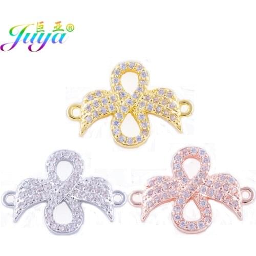 5pcs/lot Jewelry Charms Cz Rhinestones Gold/Silver Color Angel Infinity Connector Charm Accessories For Charms Jewelry Making