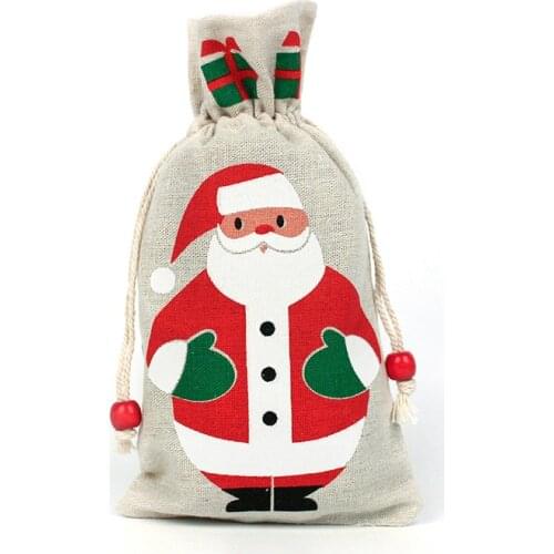 50pcs/lot 13x23cm Cotton Linen Home Storage Bag Travel Clothing Drawstring Bags Festive Christmas Gift Packing Bags