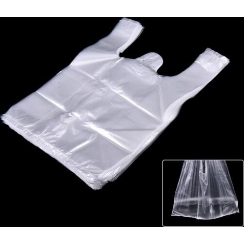 50pcs/lot 26*37cm Transparent Bags Shopping Bag Supermarket Plastic Bags With Handle Food Packaging