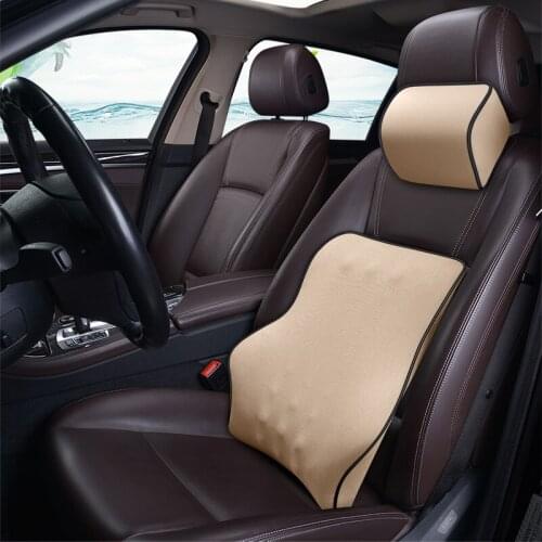 Car Neck Pillow Lumbar Waist Support Headrest Pillows Back Cushion Seat Supports Memory Foam Seat Covers Auto Accessories