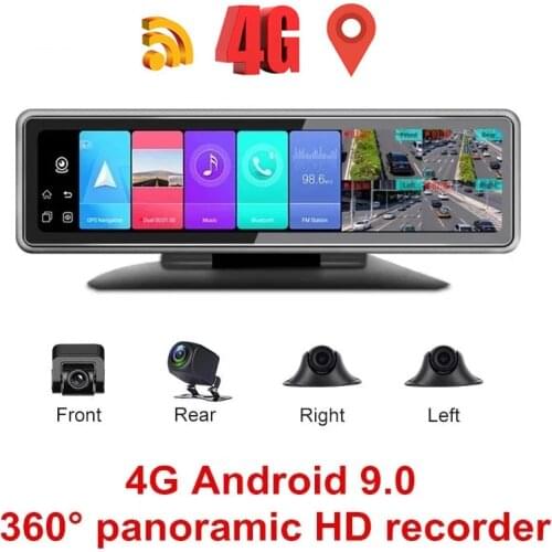 12" 4CHs Lens ADAS WiFi GPS 4G Android 9.0 Dashboard Car DVR Video Recorder HD Rearview Mirror Camera Dash Cam Auto registrar