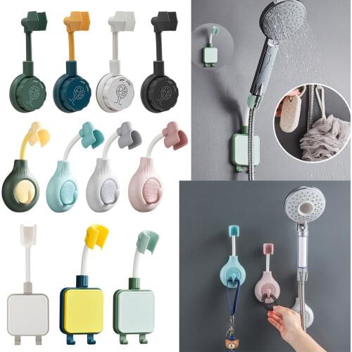 Seamless Shower Fixed Base Without Perforation Fixed Nozzle Hanger Suction Cup Bracket Bathroom Shower Accessories