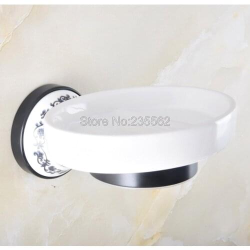 Black Oil Rubbed Bronze Bathroom Accessory Wall Mounted Soap Dish Holder Ceramic Cup Lba294
