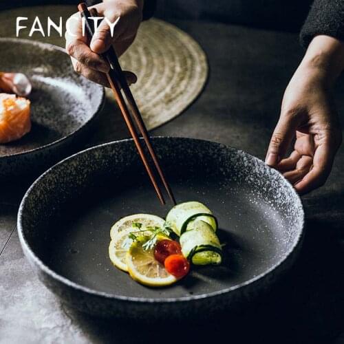 FANCITY High-end Japanese Plate Large Round 10 Inch Household Ceramic Plate Flat Rice Plate Dinner Plate Hotel Custom