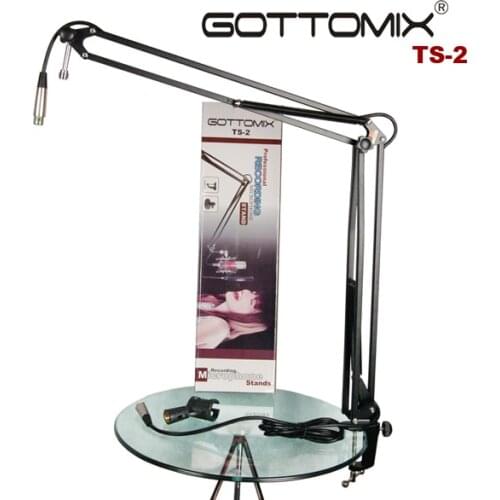Gottomix TS-2 Microphone Desk Arm Deskmount Scissor Stand With Microphone Cable And Desk Mount Clamp, For Broadcast Studio