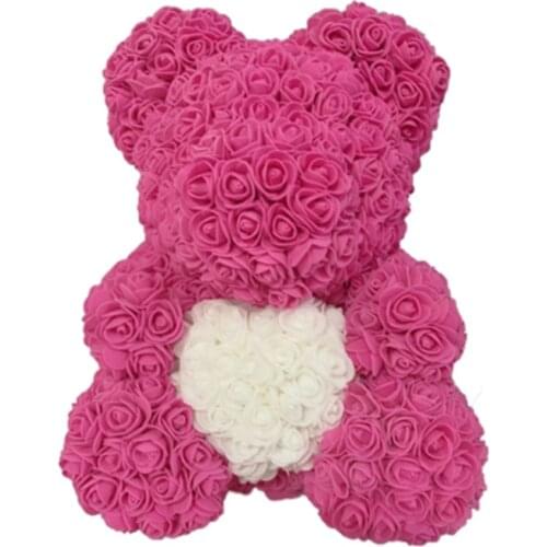 Artificial Flowers 25cm Rose Bear Girlfriend Anniversary Christmas Valentines Day Gift Birthday Present For Wedding Party