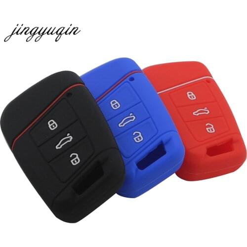 Jingyuqin 50pcs Silicone Key fob Case for VW Magotan Passat B8 Golf Skoda Superb A7 Smart Remote Rubber Cover