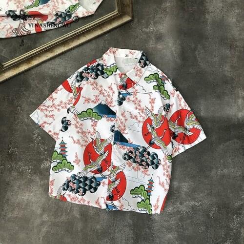 Japanese Kimono Men Yukata Women Japan Crane Print Kimono Cardigan Men Asian Sun protection Shirt Unisex Beach Thin Casual Coat