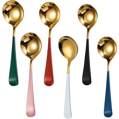 Coffee Spoon Eco-friendly Rust-proof Stainless Steel Hot Drinking Spoon Flatwares for Dorm