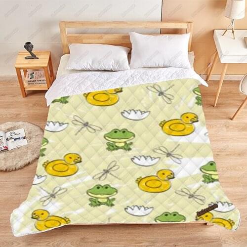 Cute Frogs And Ducks Comforters Print On Demand Summer Quilt Kids Adult Quilted Bed Covers And Bedspreads Outdoor Picnic Quilts