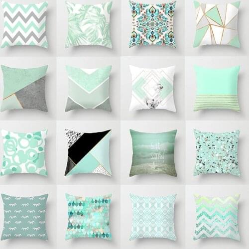 Super Hot Hipster Light Blue Green Mint Cushion Cases Modern Geometry Print Boho Decorative Pillowcase Sofa Couch Throw Pillows