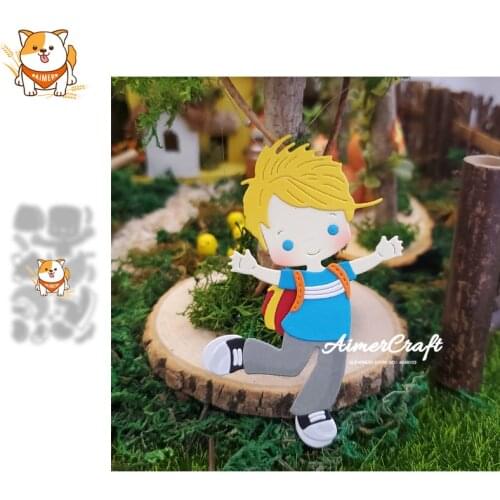 Boy student going home Metal Cutting Dies Mold Scrapbooking Stencil DIY Embossing Craft Die Cuts Card Making New Dies For 2021