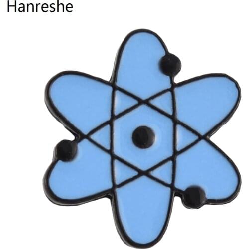 Fashion Enamel Particle Atom Brooch Pin Geometric Symmetry Cute Science Medicine Lapel Pins Jewelry Badge For Doctor Woman Gift