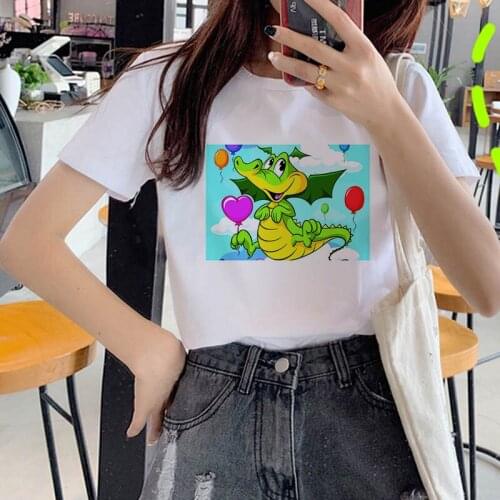 Fashion dinosaur Print Casual Harajuku Women T-Shirt Summer Short sleeve O-neck Cheap Tee Casual Clothes Top Female T shirts