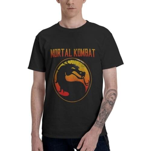 Male Vintage Mortal Kombat Logo T-Shirt Novelty Sub Zero Scorpion Tshirt Short Sleeve Cool T Shirt Homme Cotton Tee Clothing