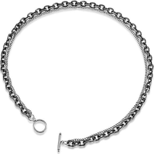 Stainless Steel Vintage Old Made Splicing Minimalism Pendant Necklace Punk Rock Mens Jewelry Gift For Him