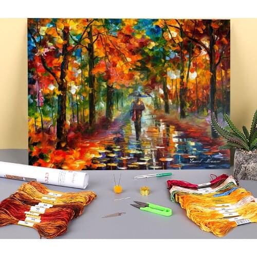 Reliving Moments Printed Water-Soluble Canvas 11CT Cross Stitch Full Kit DIY Embroidery DMC Threads Sewing Jewelry