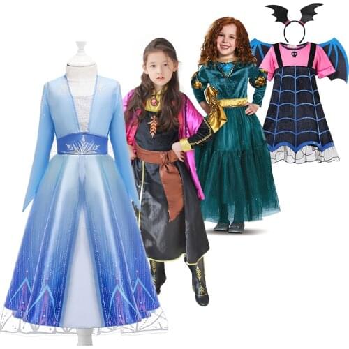 Helloween Princess dress 2021 Girl Elsa Anna Dress Costumes Kid Party Dresses Baby Girl Clothes Unicorn Tianan Belle Arabian