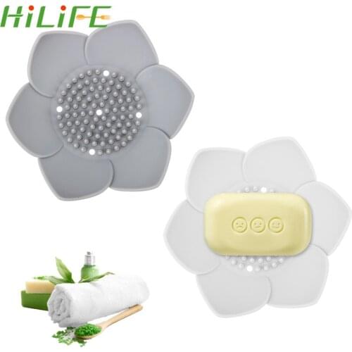 HILIFE Silicone Drain Soap Bar Leak Lotus Shape Soap Dish Creative Bathroom Storage Waterproof Bathroom Accessories