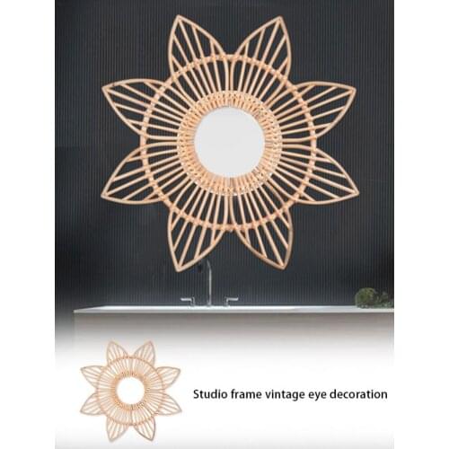 Nordic Natural Vine Wall Decoration Pendant Rattan Handmade Mirror Flower Frame Living Room Bedroom Wall Hanging Ornament