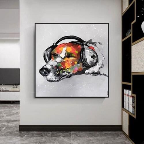 Modern Fashion Pop Art Oil Painting Wall Art Picture Dog Animal Canvas Painting For Living Room Bedroom Home Decor Unframed