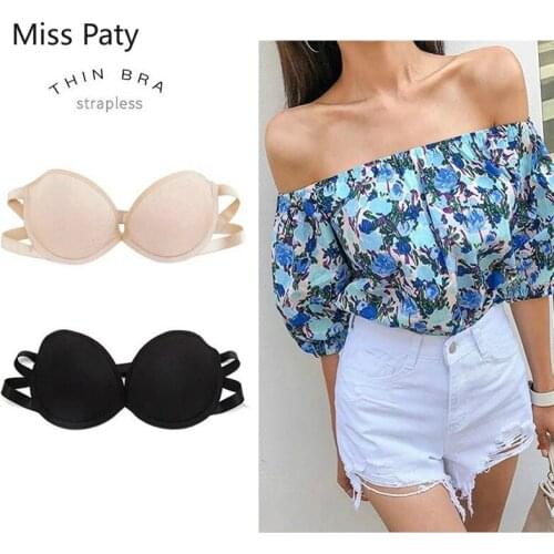 Wedding bras for women sexy Strapless bra push up invisible underwear gathered non-slip underwear plus size seamless bra black