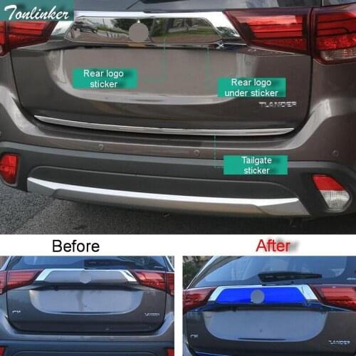 Tonlinker Cover case Sticker For Mitsubishi Outlander 2016-18 car styling 1 pcs Stainless steel Rear logo/tailgate cover sticker