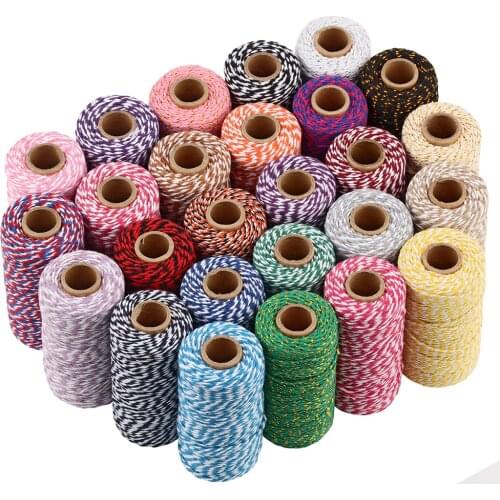 100Meter 2mm Twine String Cotton Cords Rope for Home Decor Handmade Christmas Gift Packing Craft DIY Gift Wrap Cotton Bakers