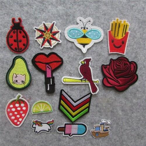 High quality cartoon patter hot melt adhesive applique embroidery patches stripes DIY clothing accessory patch C5185-C5207